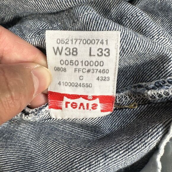 Levis 501 Jeans Mens 38x33 Blue Straight Fit Button Fly‎ Denim Logo (36x29) - Picture 11 of 15